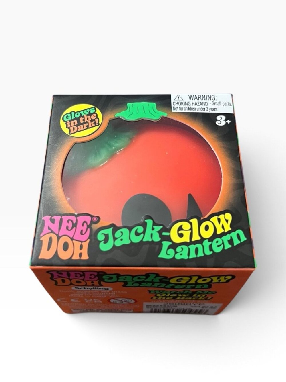 Schylling Nee Doh Jack Glow Lantern Orange Squishy Glow in Dark New